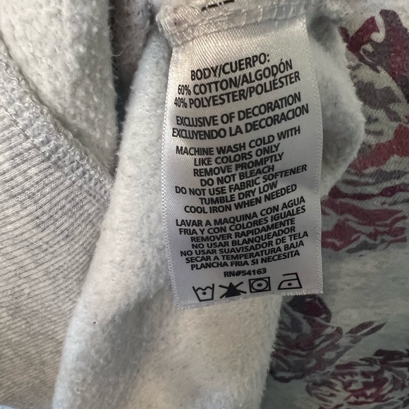 Calvin Klein Floral Gray Cowl Neck Hoodie Sweatshirt Size Small oversized - Picture 6 of 7